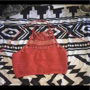 Crochet choral crop top, Small